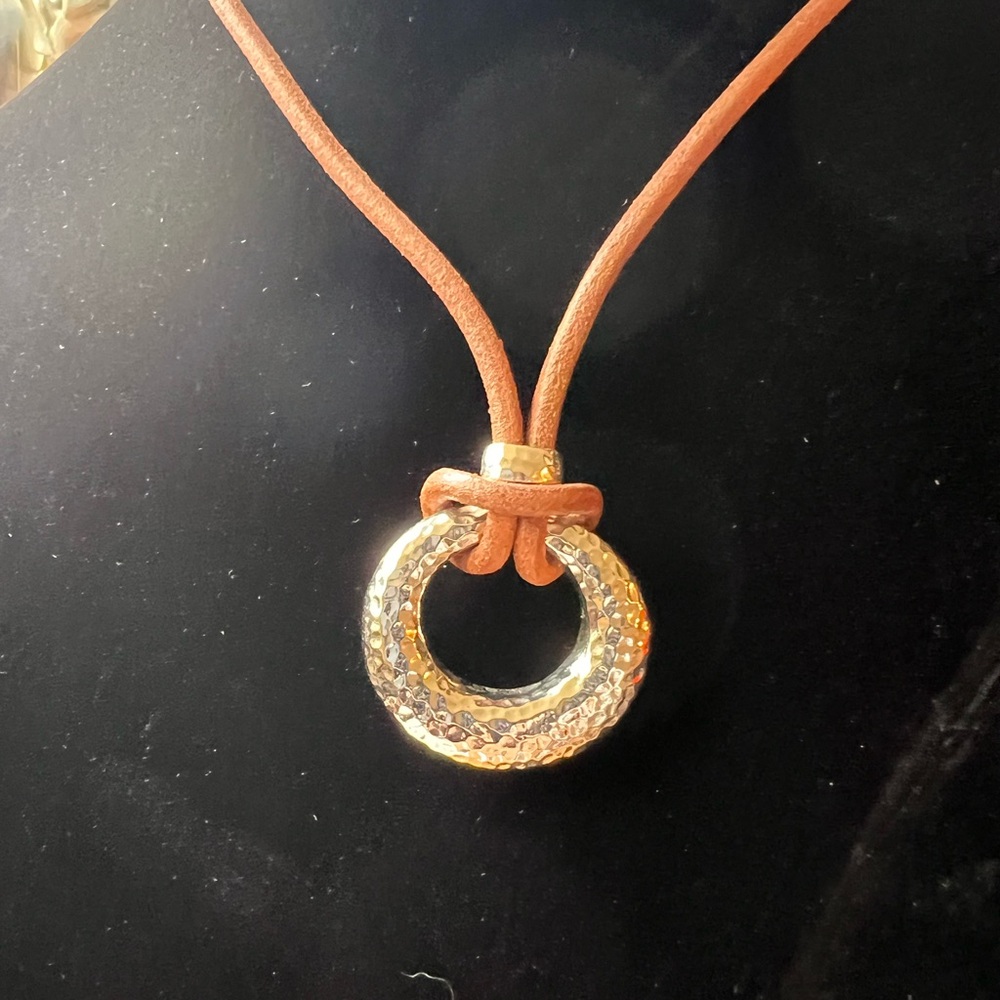 Ralph Lauren Toggle Necklace - Silver & Leather - Picture 2 of 10